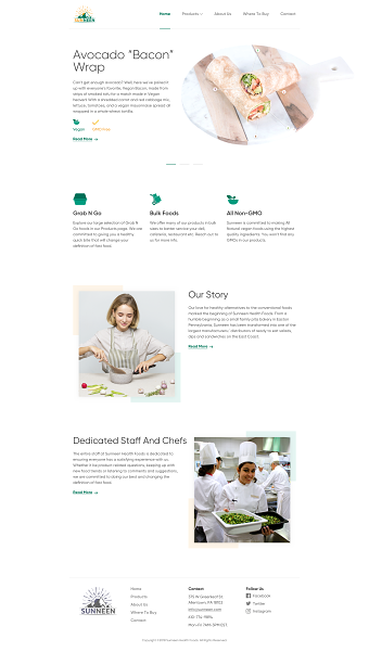 Food company website design.
