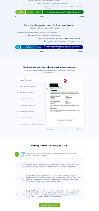 Landing Page for Credit Company
