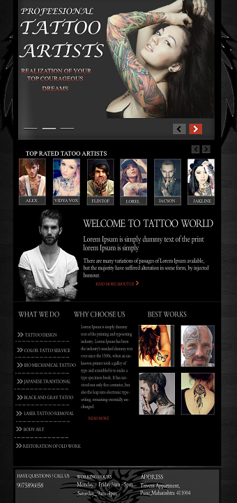 Tattoo Web Layout
