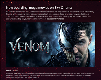 Sky Cinema Summer 2019 Press Ad