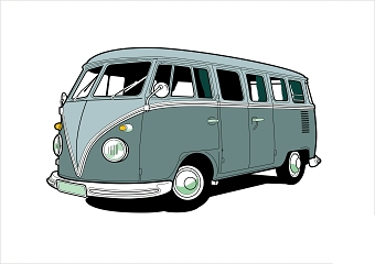 VW van and logo illustration