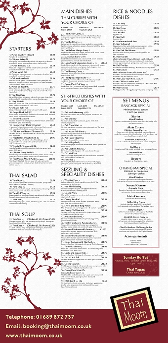 Thai Moom Window Menu