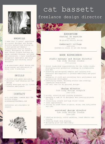 cv and portfolio of my print design