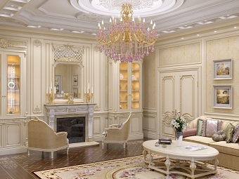 Living room design in light tones