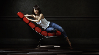 3D Illustration: Girl on Red Chair