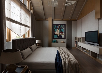 Modern bedroom with timbered interior  from Mirt