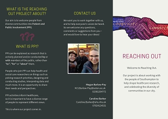 Trifold brochure for Reaching Out Project