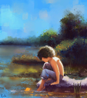 Digital Painting | Boy with Fish