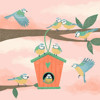 Blue Tits Illustration