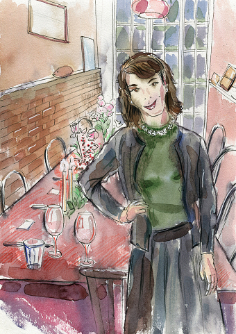 Watercolor illustration of woman