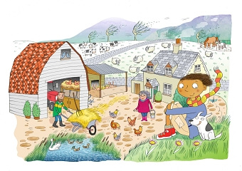 Book illustrations for "A Windy Day", written by Sue Graves