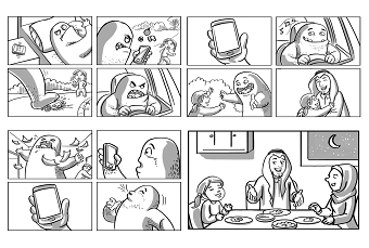 Storyboard illustrations for Mobily