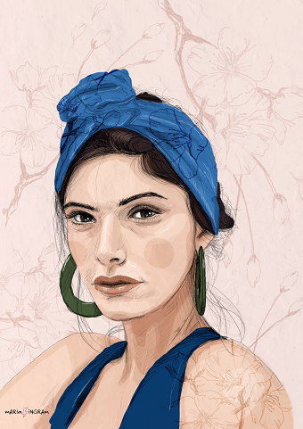 Woman with Blue Headscarf