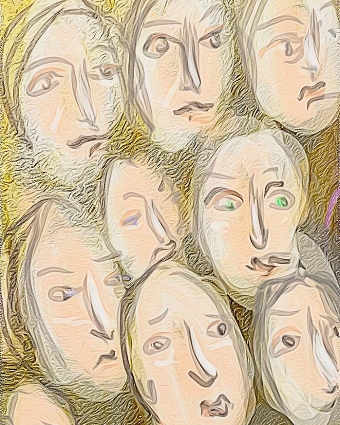 Doodled faces