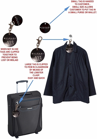 Bulgari Hotel Knightsbridge London Cloakroom Tag Sets