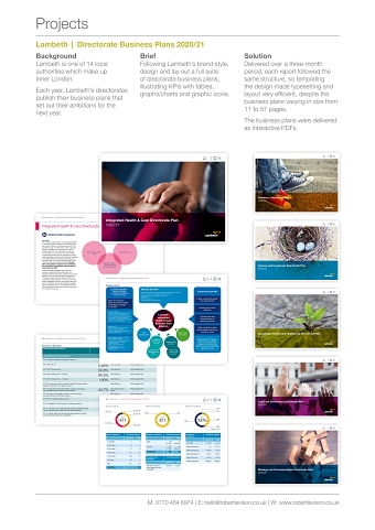 Lambeth Directorate Business Plans 2020–21