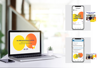 Social media launch assets for an annual review