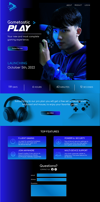 Gametastic Play landing page