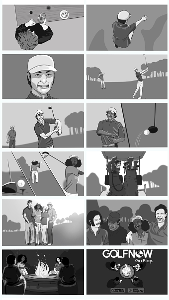 Golf Now commercial concept storyboard