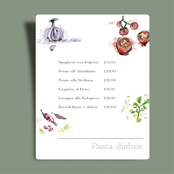 Set of Watercolour illustrations for Italian restaurant