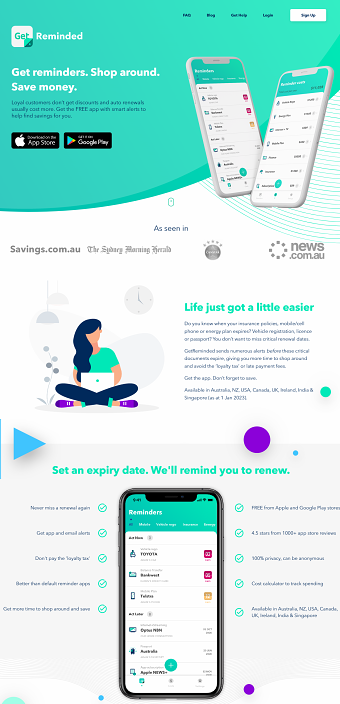 Web Development for Get Reminded