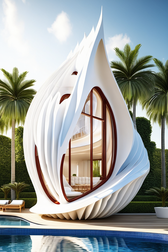Wood carving in white shells - Architecture