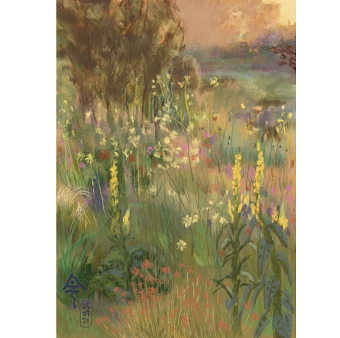 Digital landscape painting_garden in the morning