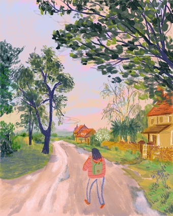 Walk outside of a cottage