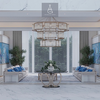 Foyer and Living Room Elegance in Meydan Villa Dubai