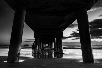 BLACK WHITE KENYA LANDSCAPES MALINDI PIER JETTY BUTWANI