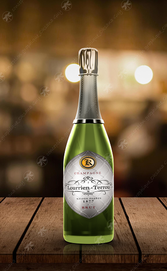 the label on the bottle of champagne