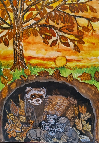 Polecat and kits
