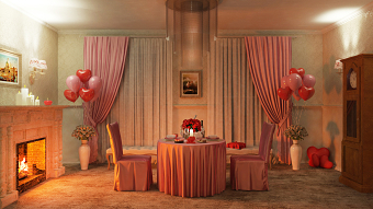 3D Render - Dinner Setup for Valentine's Day
