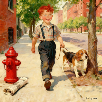 Children with the dog