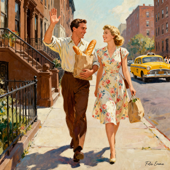 Husband and wife go shopping