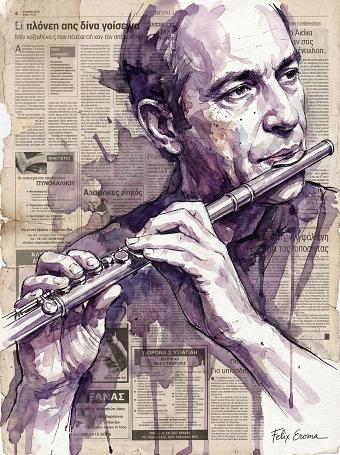 Portrait of a transverse flute musician