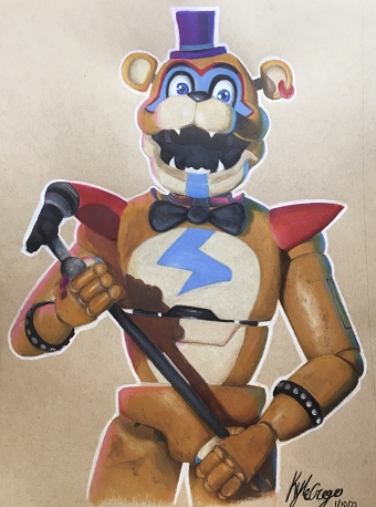 Glamrock Freddy FNAF traditional colored pencil