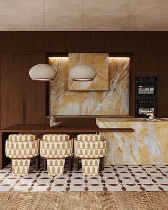 Golden Marble & Dark Wood Kitchen Sanctuary