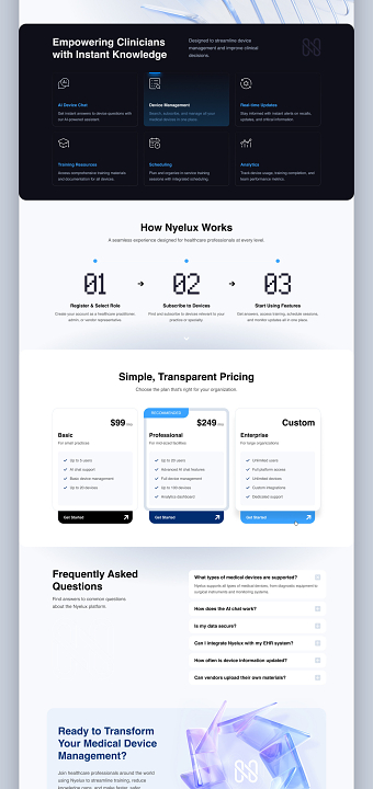 Nyelux — Healthtech SaaS Website Redesign in Figma