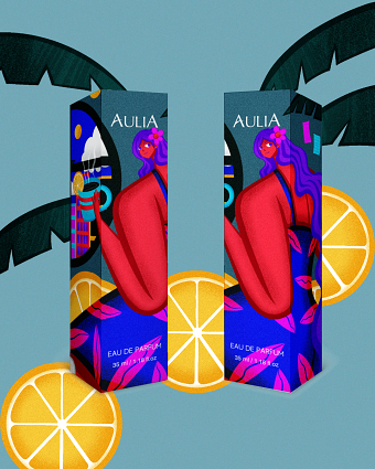 Aulia Eau De Parfum Packaging Illustration (Bloom)