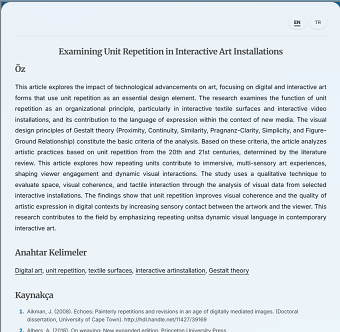 Examining Unit Repetition in Interactive Art Installations
