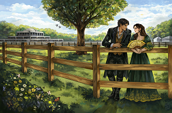 Romantic Scene Endpapers