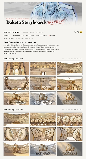 Storyboard Samples - Video Games and Motion Graphics