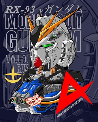RX-93 ν Gundam – High-Detail Mecha Vector & Apparel Design