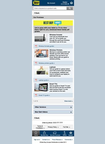 Mobile Service pages for Best Buy