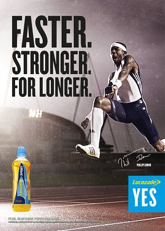 Lucozade Sport Ambassador Philip Idowu retouching