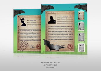 Character sheets for the Batman Facebook game