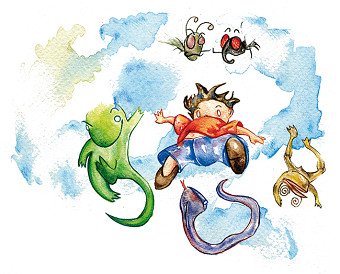 Fly, lizard, cricket (Children’s book pages)