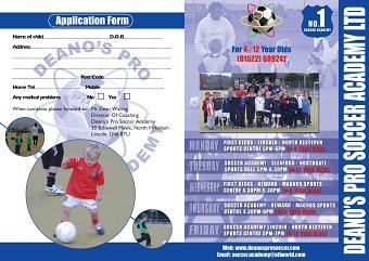Deano's Pro Soccer Academy - A4 fold to A5 Leaflet Design