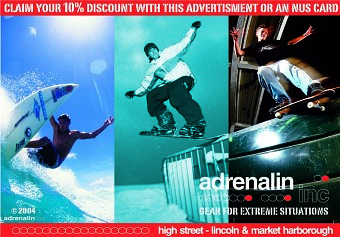 Adrenalin inc - A5 Flyer - Designed 2004